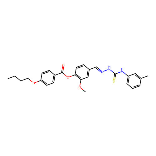 2-Methoxy-4-(2-(3-toluidinocarbothioyl)carbohydrazonoyl)phenyl 4-butoxybenzoate structure