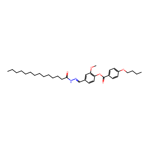 2-methoxy-4-[(E)-(tetradecanoylhydrazono)methyl]phenyl 4-butoxybenzoate structure
