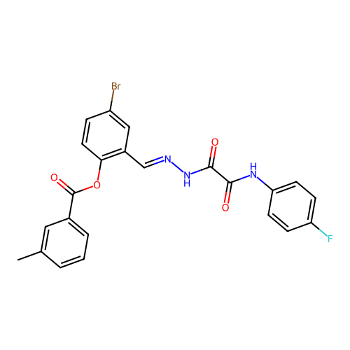 4-bromo-2-((E)-{[(4-fluoroanilino)(oxo)acetyl]hydrazono}methyl)phenyl 3-methylbenzoate structure