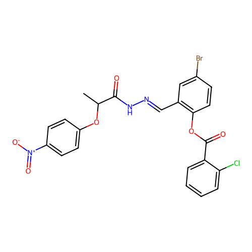 [4-bromo-2-[[2-(4-nitrophenoxy)propanoylhydrazinylidene]methyl]phenyl] 2-chlorobenzoate structure