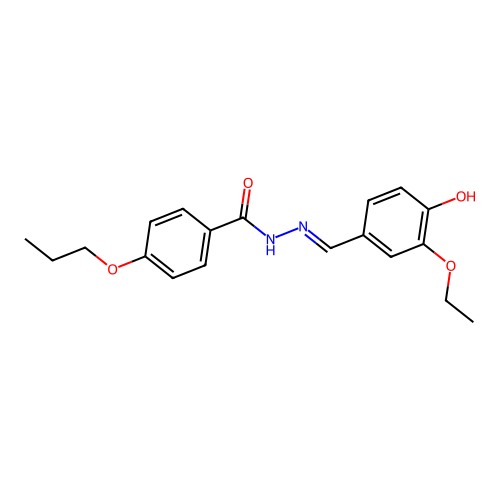 N-[(3-ethoxy-4-hydroxyphenyl)methylideneamino]-4-propoxybenzamide structure