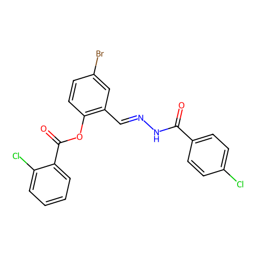 4-Bromo-2-(2-(4-chlorobenzoyl)carbohydrazonoyl)phenyl 2-chlorobenzoate structure
