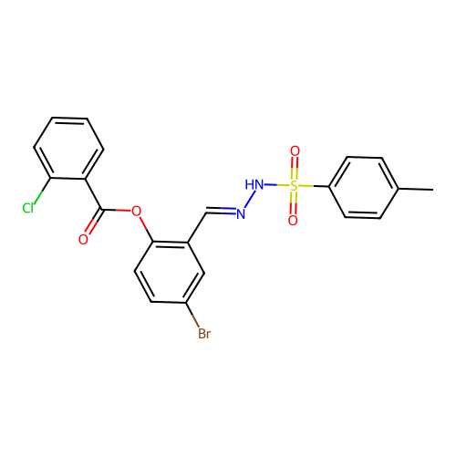 4-Bromo-2-(2-((4-methylphenyl)sulfonyl)carbohydrazonoyl)phenyl 2-chlorobenzoate structure
