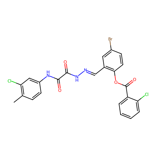 4-BR-2-(2-((3-CL-4-Methylanilino)(oxo)AC)carbohydrazonoyl)PH 2-chlorobenzoate structure
