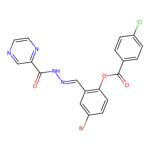 4-Bromo-2-(2-(2-pyrazinylcarbonyl)carbohydrazonoyl)phenyl 4-chlorobenzoate structure
