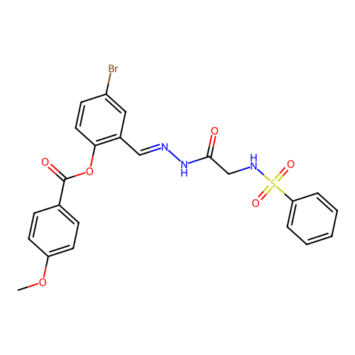 4-BR-2-(2-(((Phenylsulfonyl)amino)AC)carbohydrazonoyl)phenyl 4-methoxybenzoate structure