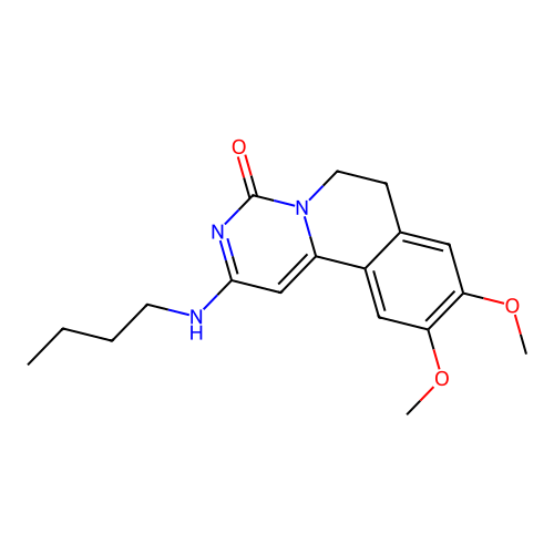 2-(butylamino)-9,10-dimethoxy-6,7-dihydro-4H-pyrimido[6,1-a]isoquinolin-4-one structure