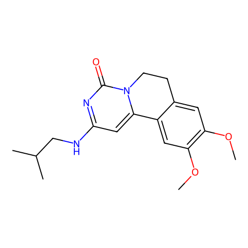 2-(isobutylamino)-9,10-dimethoxy-6,7-dihydro-4H-pyrimido[6,1-a]isoquinolin-4-one structure