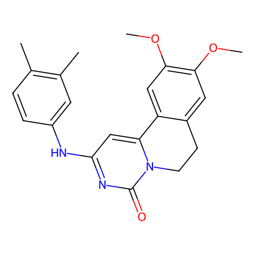 2-(3,4-dimethylanilino)-9,10-dimethoxy-6,7-dihydropyrimido[6,1-a]isoquinolin-4-one structure