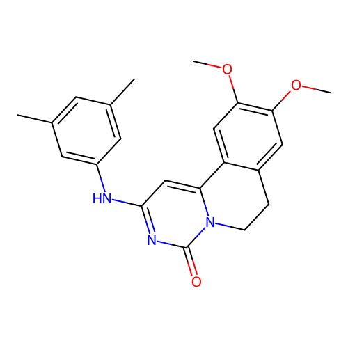 2-((3,5-dimethylphenyl)amino)-9,10-dimethoxy-6,7-dihydro-4H-pyrimido[6,1-a]isoquinolin-4-one structure