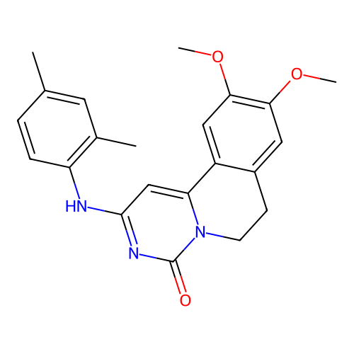 2-(2,4-dimethylanilino)-9,10-dimethoxy-6,7-dihydropyrimido[6,1-a]isoquinolin-4-one structure