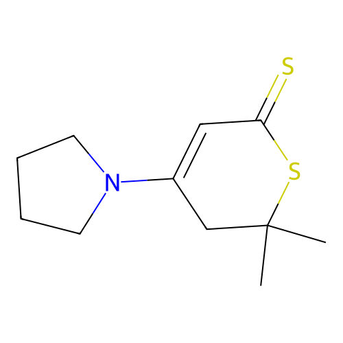 5,6-Dihydro-6,6-dimethyl-4-(1-pyrrolidinyl)-thiopyrane-2(1h)-thione structure