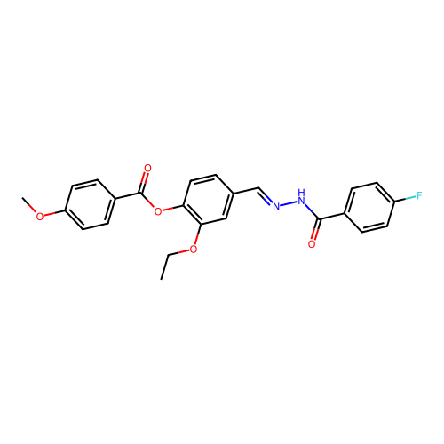 2-Ethoxy-4-(2-(4-fluorobenzoyl)carbohydrazonoyl)phenyl 4-methoxybenzoate structure