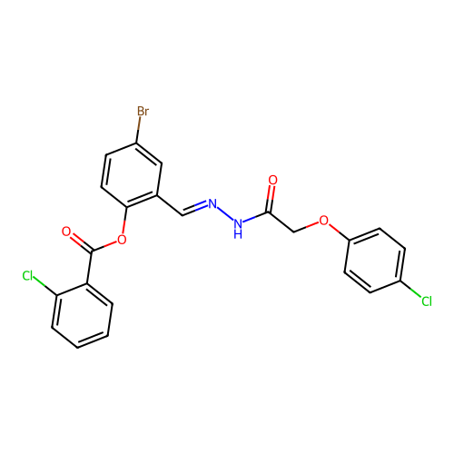 [4-bromo-2-[[[2-(4-chlorophenoxy)acetyl]hydrazinylidene]methyl]phenyl] 2-chlorobenzoate structure