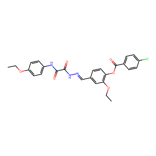 2-Ethoxy-4-(2-((4-ethoxyanilino)(oxo)AC)carbohydrazonoyl)phenyl 4-chlorobenzoate structure