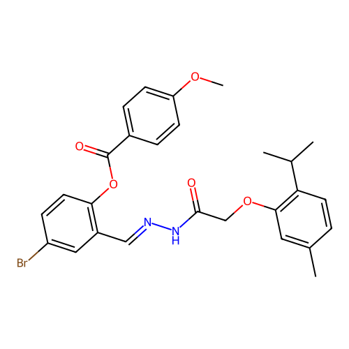 4-BR-2-(2-((2-Isopropyl-5-methylphenoxy)AC)carbohydrazonoyl)PH 4-methoxybenzoate structure