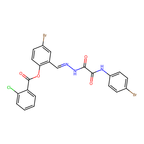4-BR-2-(2-((4-Bromoanilino)(oxo)acetyl)carbohydrazonoyl)phenyl 2-chlorobenzoate structure