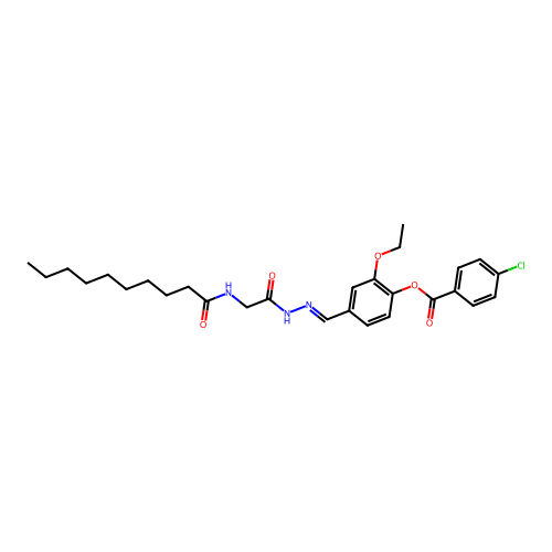 4-((E)-{[(decanoylamino)acetyl]hydrazono}methyl)-2-ethoxyphenyl 4-chlorobenzoate structure