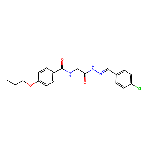 N-{2-[(2E)-2-(4-chlorobenzylidene)hydrazino]-2-oxoethyl}-4-propoxybenzamide structure