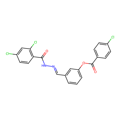 [3-[[(2,4-Dichlorobenzoyl)hydrazinylidene]methyl]phenyl] 4-chlorobenzoate structure