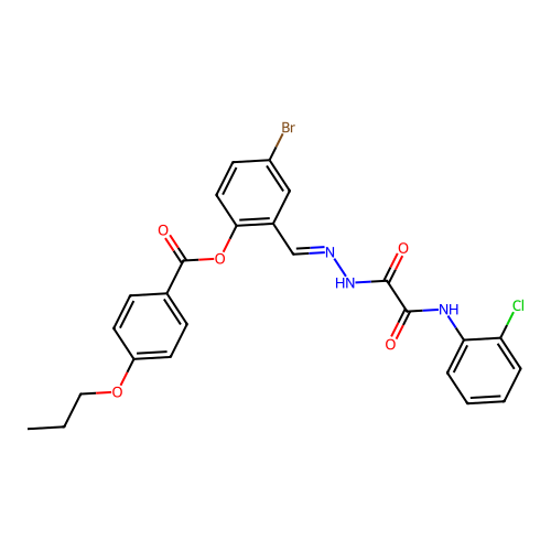 4-BR-2-(2-((2-Chloroanilino)(oxo)AC)carbohydrazonoyl)phenyl 4-propoxybenzoate structure