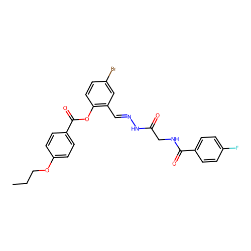 4-BR-2-(2-(((4-Fluorobenzoyl)amino)AC)carbohydrazonoyl)phenyl 4-propoxybenzoate structure