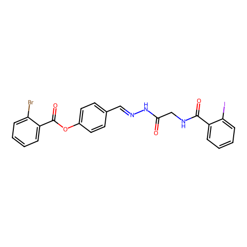 4-(2-(((2-Iodobenzoyl)amino)acetyl)carbohydrazonoyl)phenyl 2-bromobenzoate structure