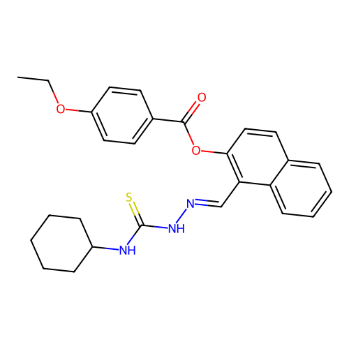 1-(2-((Cyclohexylamino)carbothioyl)carbohydrazonoyl)-2-naphthyl 4-ethoxybenzoate structure