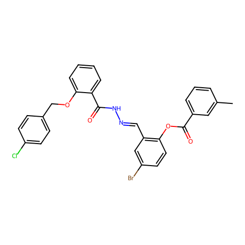 4-bromo-2-[(E)-({2-[(4-chlorobenzyl)oxy]benzoyl}hydrazono)methyl]phenyl 3-methylbenzoate structure