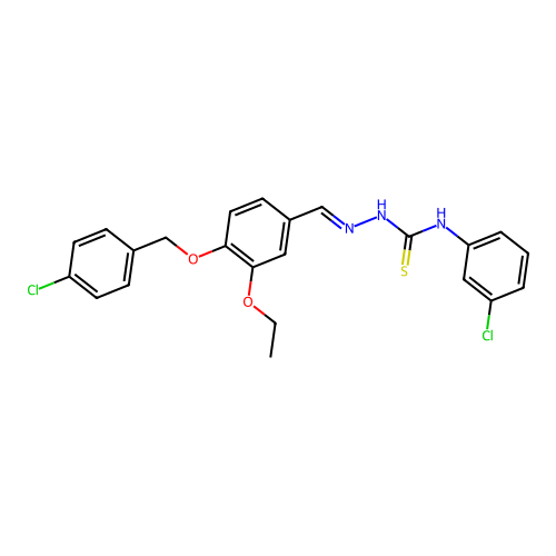 4-((4-Chlorobenzyl)oxy)-3-ethoxybenzaldehyde N-(3-chlorophenyl)thiosemicarbazone structure