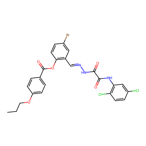 4-BR-2-(2-((2,5-Dichloroanilino)(oxo)AC)carbohydrazonoyl)PH 4-propoxybenzoate structure