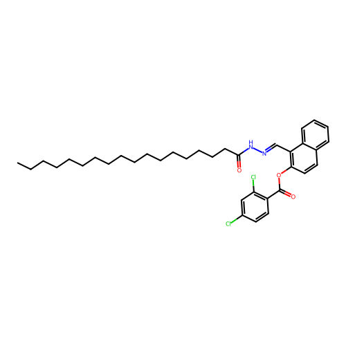 [1-[(Octadecanoylhydrazinylidene)methyl]naphthalen-2-yl] 2,4-dichlorobenzoate structure