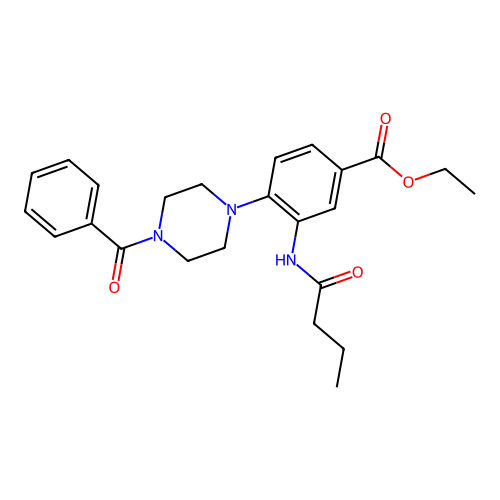 Ethyl 3-(butanoylamino)-4-[4-(phenylcarbonyl)piperazin-1-yl]benzoate structure