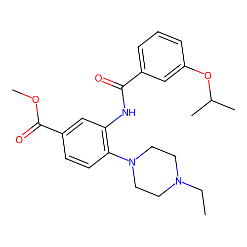 Methyl 4-(4-ethylpiperazin-1-yl)-3-[(3-propan-2-yloxybenzoyl)amino]benzoate structure
