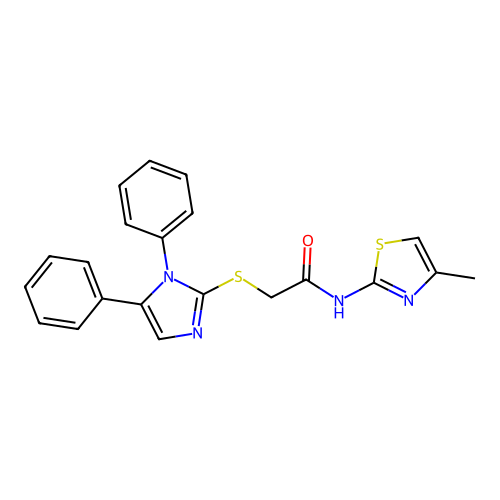 2-((1,5-diphenyl-1H-imidazol-2-yl)thio)-N-(4-methylthiazol-2-yl)acetamide structure