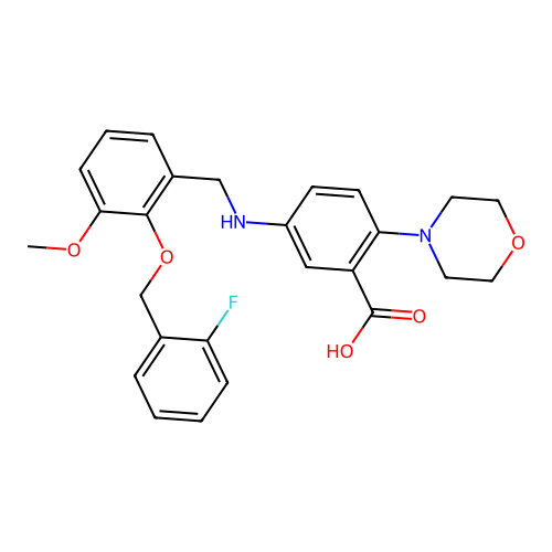 5-({2-[(2-fluorobenzyl)oxy]-3-methoxybenzyl}amino)-2-(morpholin-4-yl)benzoic acid structure