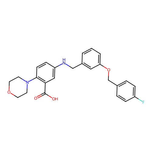 5-({3-[(4-Fluorobenzyl)oxy]benzyl}amino)-2-(morpholin-4-yl)benzoic acid structure
