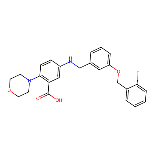 5-({3-[(2-Fluorobenzyl)oxy]benzyl}amino)-2-(morpholin-4-yl)benzoic acid structure