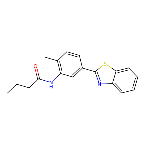 N-[5-(1,3-benzothiazol-2-yl)-2-methylphenyl]butanamide structure