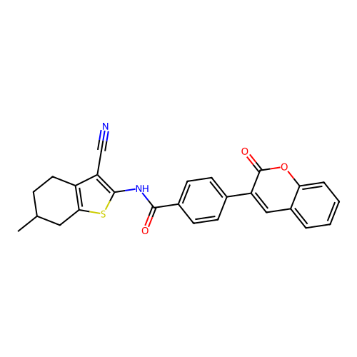 N-(3-cyano-6-methyl-4,5,6,7-tetrahydro-1-benzothiophen-2-yl)-4-(2-oxo-2H-chromen-3-yl)benzamide structure