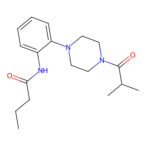 N-[2-(4-isobutyryl-1-piperazinyl)phenyl]butanamide structure