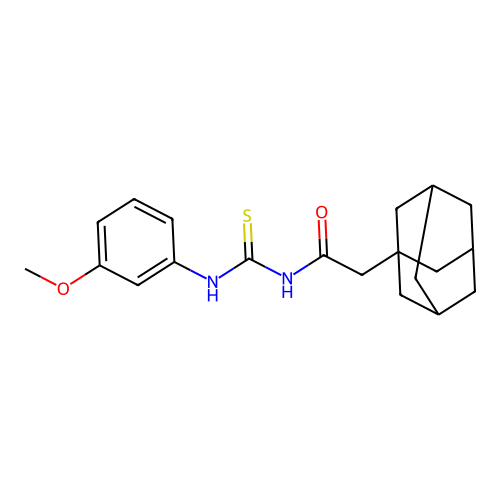 2-((3r,5r,7r)-adamantan-1-yl)-N-((3-methoxyphenyl)carbamothioyl)acetamide structure