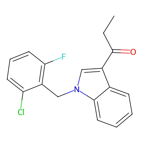 1-[1-(2-chloro-6-fluorobenzyl)-1H-indol-3-yl]propan-1-one structure