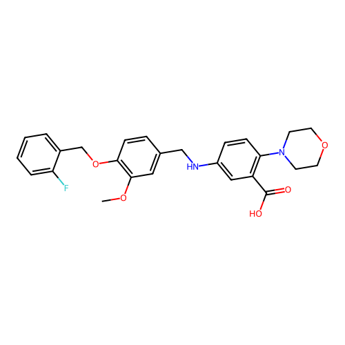 5-({4-[(2-fluorobenzyl)oxy]-3-methoxybenzyl}amino)-2-(morpholin-4-yl)benzoic acid structure