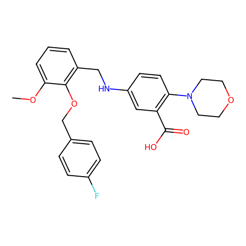 5-({2-[(4-fluorobenzyl)oxy]-3-methoxybenzyl}amino)-2-(morpholin-4-yl)benzoic acid structure