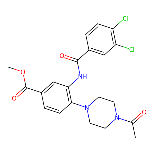 Methyl 4-(4-acetylpiperazin-1-YL)-3-(3,4-dichlorobenzamido)benzoate structure