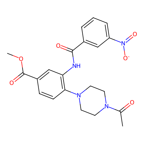 Methyl 4-(4-acetylpiperazin-1-YL)-3-(3-nitrobenzamido)benzoate structure