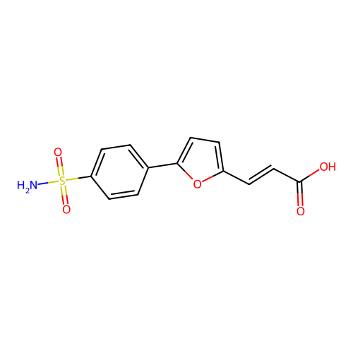 (2E)-3-{5-[4-(aminosulfonyl)phenyl]-2-furyl}acrylic acid structure