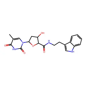 (5'-(Tryptaminocarbonyl)-2'-deoxyribofuranosyl)thymine structure