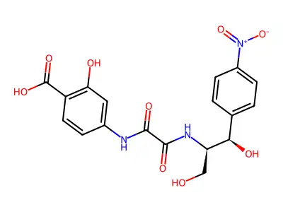 Salicylic acid, 4-(N(sup 2)-(1,3-dihydroxy-2-(p-nitrophenyl)-2-propyl)oxamido)-, D-threo-, (-)- structure